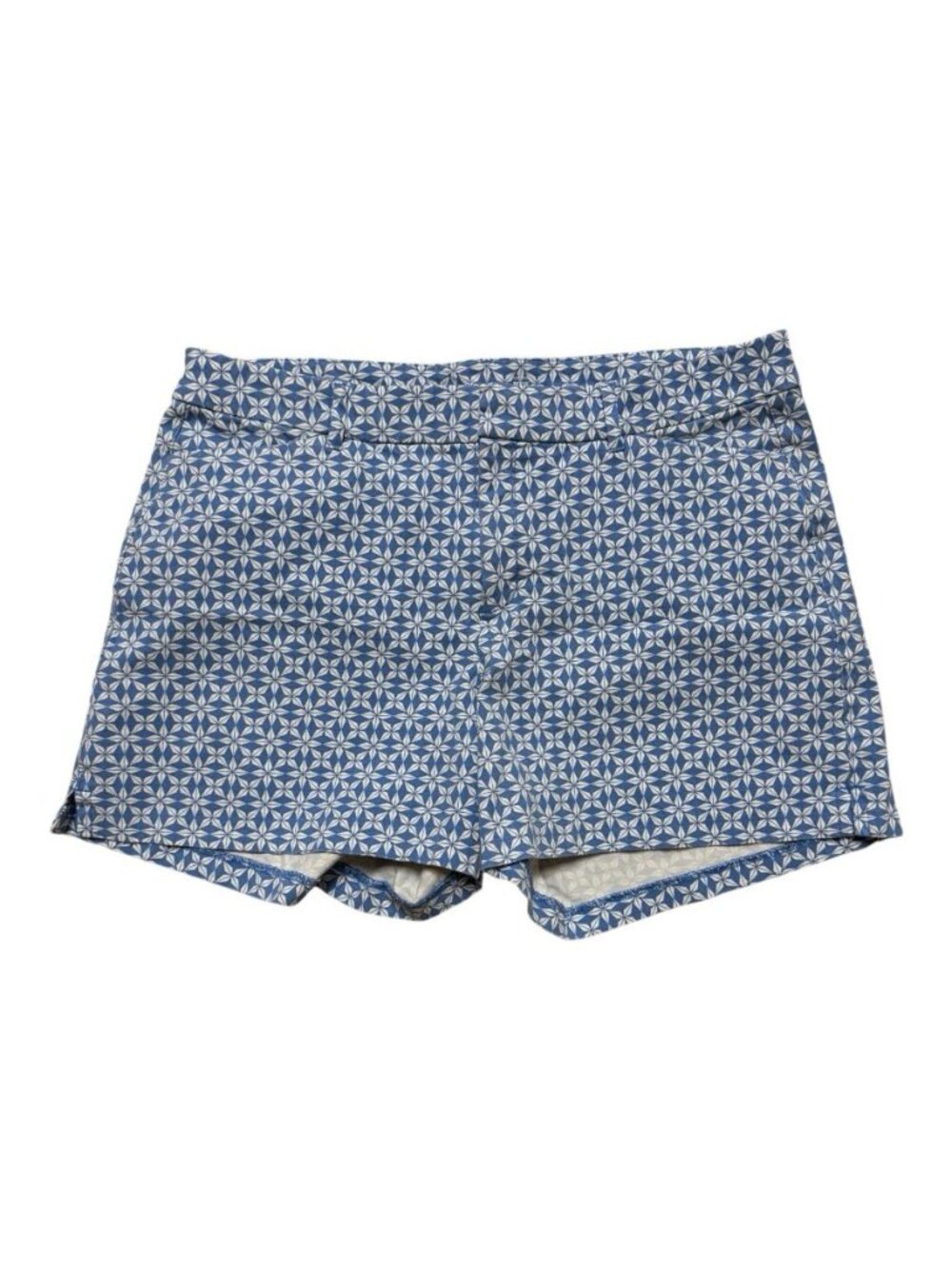 Old Navy High Rise Pixie Shorts Women’s 14 Blue White Print Stretch - Picture 1 of 5